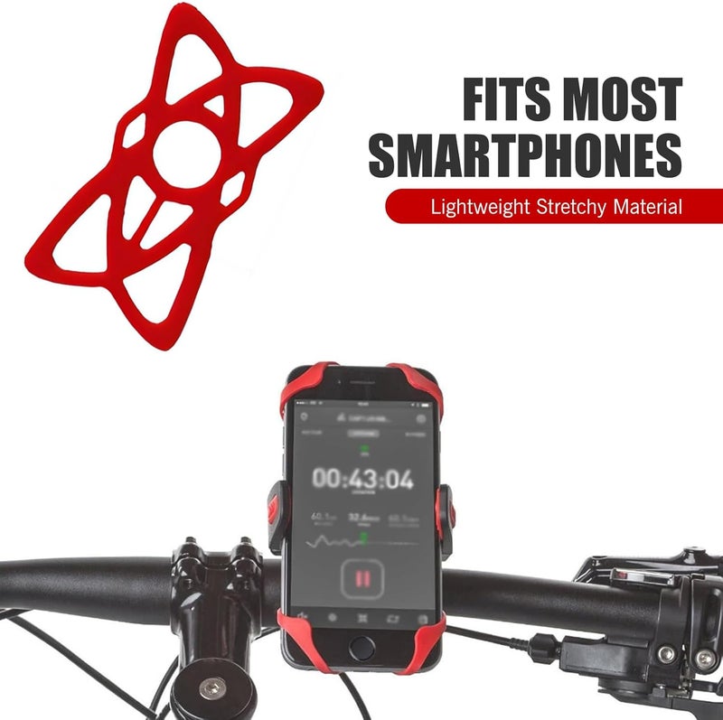 dawfall 4 PCS Motorcycle Phone Mount Tether, Anti-Scratch and Anti-Slip Navigation Devices Protection Shell, Tightly Wrapped Phone Holder Grip Rubber Strap, Universal for Motorcycles Bikes (Red) - Image 3